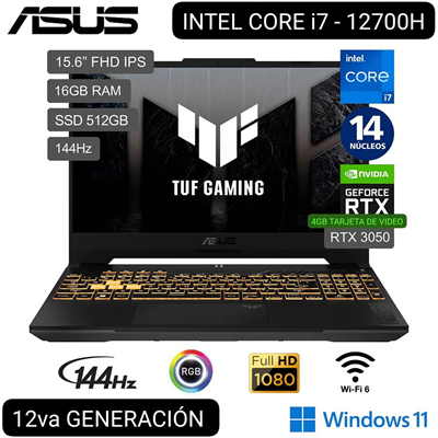 ASUS FX507ZC4-HN002W CORE I7 512GB SSD 16GB