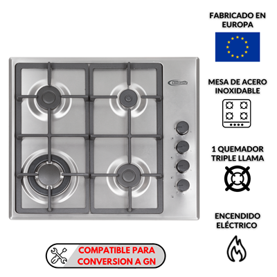 COCINA EMPOTRABLE A GAS 4 QUEMADORES KLIMATIC CEKT600-PRO