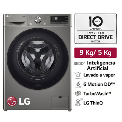 LAVASECA CARGA FRONTAL LG 9KG 5KG WD9PVC4S6