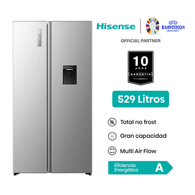 REFRIGERADORA SIDE BY SIDE INVERTER HISENSE 529 LTS RS3P558NMCA