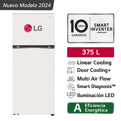 REFRIGERADORA TOP FREEZER LG 375 LTS DOORCOOLING VT37BPB