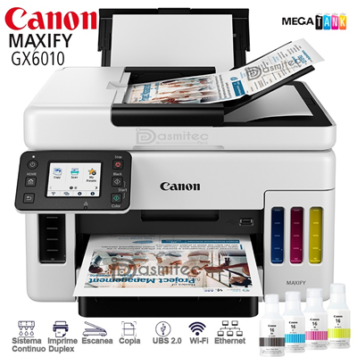 IMPRESORA MULTIFUNCIONAL A TINTA CANON MAXIFY GX6010 WIFI