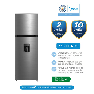 REFRIGERADORA TOP MOUNT MIDEA 338 LTS MDRT489MTR46PEW