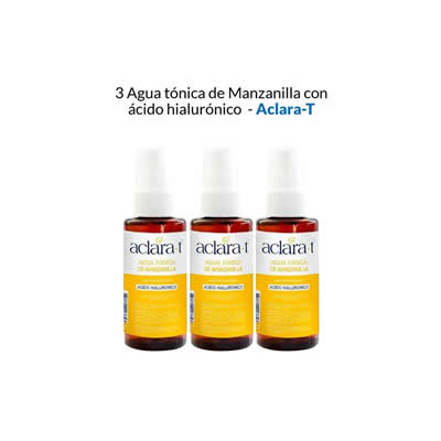 ACLARA-T PACK 3 TRATAMIENTO FACIAL AGUA TONICA MANZANILLA ACIDO HIALURONICO 60 ML