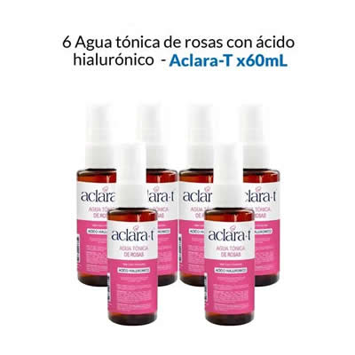 ACLARA-T PACK 6 TRATAMIENTO FACIAL AGUA TONICA MANZANILLA ACIDO HIALURONICO 60 ML