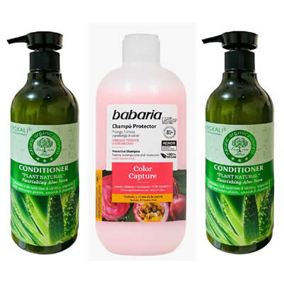 BABARIA PACK DE SHAMPOO COLOR CAPTURE + 02 ACONDICIONADORES ALOE VERA WOKALI
