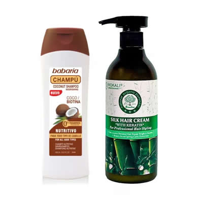 BABARIA PACK DE SHAMPOO DE COCO + CREMA PARA EL PELO BAMBOO WOKALI