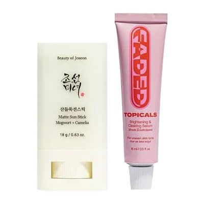 BEAUTY OF JOSEON SET BLOQUEADOR FACIAL BEAUTY OF JOSEON MATTE SUN STICK MUGWORT 18 GR + FADED MINI MANCHAS TOPICALS