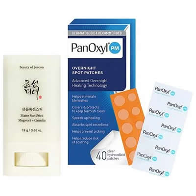 BEAUTY OF JOSEON SET BLOQUEADOR FACIAL BEAUTY OF JOSEON MATTE SUN STICK MUGWORT 18 GR + PARCHES ACNE PM 40 UNID PANOXYL