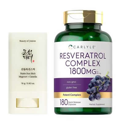 BEAUTY OF JOSEON SET BLOQUEADOR FACIAL BEAUTY OF JOSEON MATTE SUN STICK MUGWORT 18 GR + SUPLEMENTO RESVERATROL CARLYLE