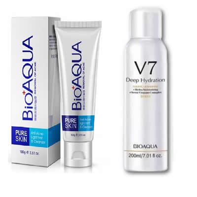 BIOAQUA GEL LIMPIADOR ANTI-ACNE + SPRAY ACLARANTE DE CUERPO V7