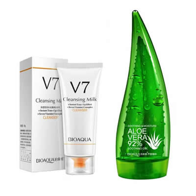BIOAQUA LIMPIADOR FACIAL V7 + CREMA CORPORAL ALOE VERA BIOAQUA