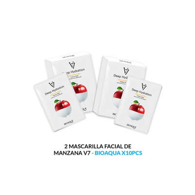 BIOAQUA MASCARILLA FACIAL BIOAQUA 30G ESENCIA MANZANA 10PCS 2 UNIDADES