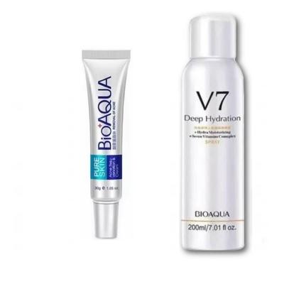 BIOAQUA SPRAY ACLARANTE DE CUERPO V7 + CREMA ANTI-ACNE BIOAQUA