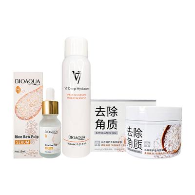 BIOAQUA SPRAY ACLARANTE V7 200ML + GEL EXFOLIANTE 140ML + SERUM FACIAL 15ML + CREMA