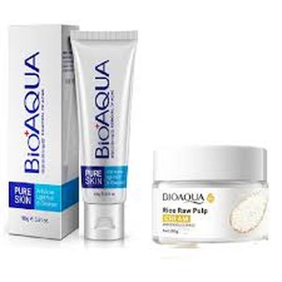 BIO AQUA SET GEL FACIAL LIMPIADOR ANTI-ACNE + ACLARANTE ARROZ