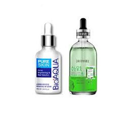 BIO AQUA SET SERUM FACIAL ACLARANTE ANTI ACNE + LIMPIADOR DR. RASHEL ALOE VERA DESMAQUILLANTE