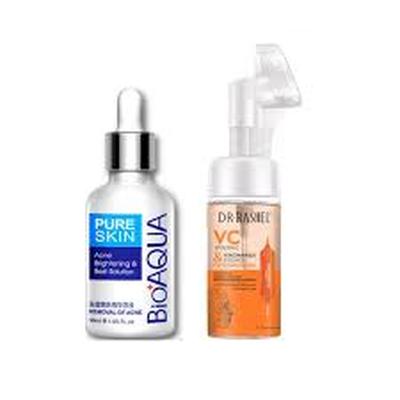 BIO AQUA SET SERUM FACIAL ACLARANTE ANTI ACNE + LIMPIADOR DR. RASHEL VITAMINA C DESMAQUILLANTE