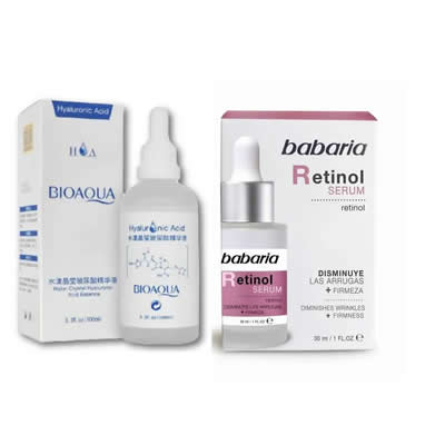 BIO AQUA SET TRATAMIENTO FACIAL ACIDO HIALURONICO 100 ML BIOAQUA + SERUM RETINOL BABARIA