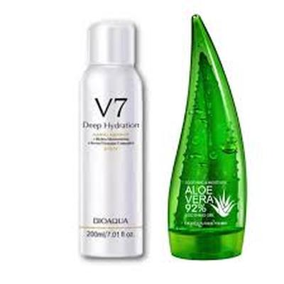 BIO AQUA SET TRATAMIENTO SPRAY ACLARANTE V7 + CREMA CORPORAL ALOE VERA