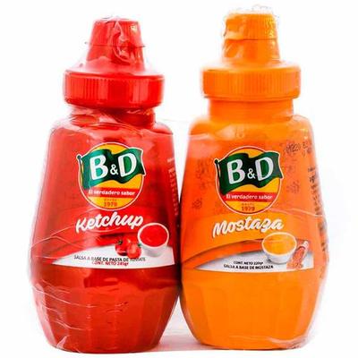 B&D - PACK B&D KETCHUP FRASCO 245G + MOSTAZA FRASCO 220G