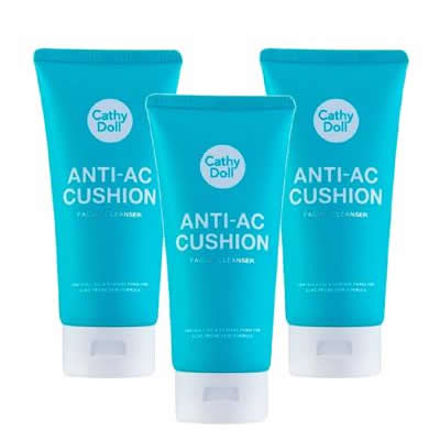 CATHY DOLL PACK 3 DESMAQUILLANTE FACIAL ESPUMA LIMPIADORA ANTI-ACNE CUSHION 120 ML