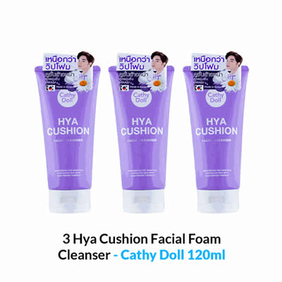 CATHY DOLL PACK 3 DESMAQUILLANTE FACIAL LIMPIADOR ESPUMA HYA CUSHION