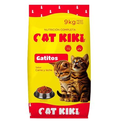 CAT KIKI COMIDA PARA GATOS GATITOS SABOR CARNE Y LECHE 9KG