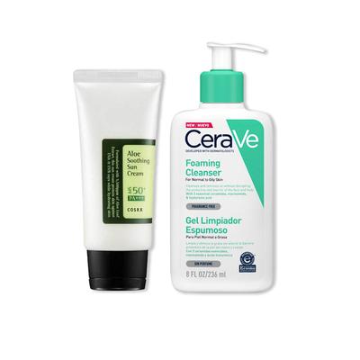 CERAVE ALOE SOOTHING SUN CREAM 50ML + GEL LIMPIADOR ESPUMOSO 236ML
