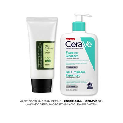 CERAVE ALOE SOOTHING SUN CREAM 50ML + GEL LIMPIADOR ESPUMOSO 473ML