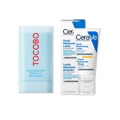 CERAVE BARRA SOLAR TOCOBO + CERAVE CREMA HIDRATANTE FACIAL SPF 30 AM 52ML