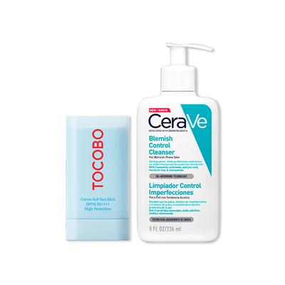 CERAVE BARRA SOLAR TOCOBO + CERAVE GEL LIMPIADOR BLEMISH CONTROL 236ML