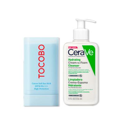 CERAVE BARRA SOLAR TOCOBO + CREMA ESPUMOSA HYDRATING CREAM-TO-FOAM 236ML