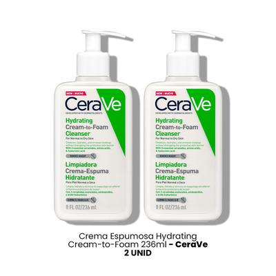 CERAVE LIMPIADOR CREMA ESPUMOSA HYDRATING CREAM-TO-FOAM 236ML 2 UNIDADES