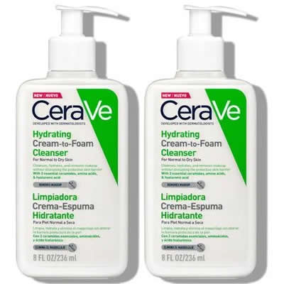CERAVE PACK 2 LIMPIEZA FACIAL LIMPIADOR CREMA ESPUMOSA HYDRATING CREAM-TO-FOAM 236 ML