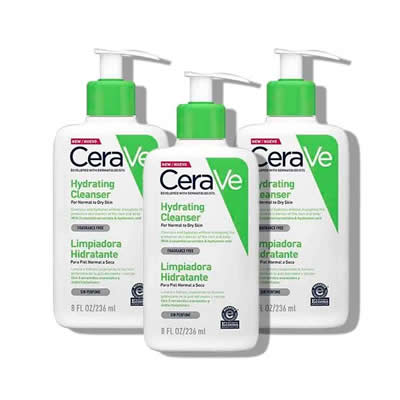 CERAVE PACK 3 LIMPIEZA FACIAL CREMA LIMPIADORA HIDRATANTE HYDRATING CLEANSER 236 ML
