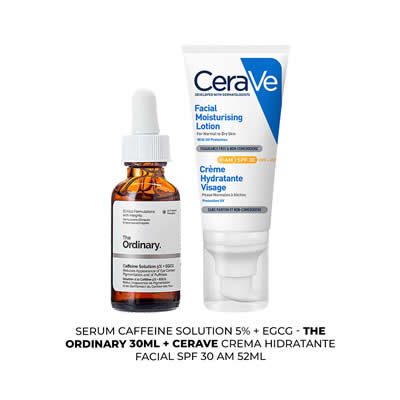 CERAVE SERUM CAFFEINE SOLUTION 5% + EGCG + CREMA HIDRATANTE FACIAL AM 52ML