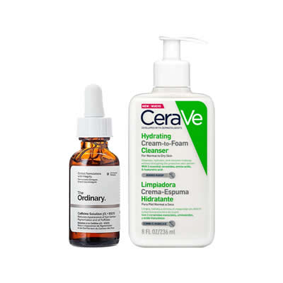 CERAVE SET SERUM CAFFEINE SOLUTION 5% + EGCG 30 ML + LIMPIADOR CREMA ESPUMOSA 236 ML