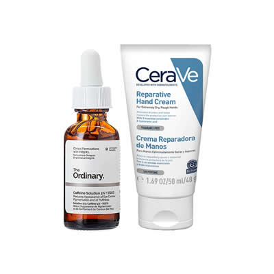 CERAVE SET SERUM CAFFEINE SOLUTION 5% + EGCG + CREMA REPARADORA MANOS 50 ML