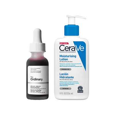 CERAVE SET TRATAMIENTO SERUM AHA 0.3 + BHA 0.02 PEELING SOLUTION + LOCION HIDRATANTE 236 ML