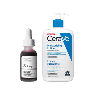 CERAVE SET TRATAMIENTO SERUM AHA 0.3 + BHA 0.02 PEELING SOLUTION + LOCION HIDRATANTE 473 ML