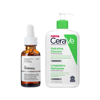 CERAVE SET TRATAMIENTO SERUM CAFFEINE SOLUTION 0.05 + EGCG + CREMA LIMPIADORA HIDRATANTE 473 ML