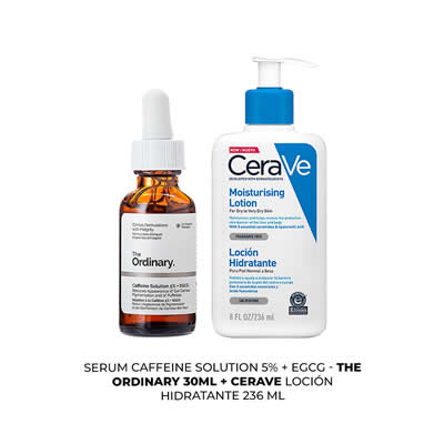 CERAVE SET TRATAMIENTO SERUM CAFFEINE SOLUTION 0.05 + EGCG + LOCION HIDRATANTE 236 ML