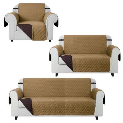 COBERTOR REVERSIBLE DE MUEBLES DE 1 2 Y 3 ASIENTOS MARRON - CAMEL