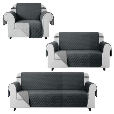 COBERTOR REVERSIBLE DE MUEBLES DE 1 2 Y 3 ASIENTOS PLOMO - GRIS