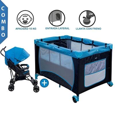 COSCO CUNA CORRAL PACK AND PLAY STELLA AZUL + COCHE BASTON