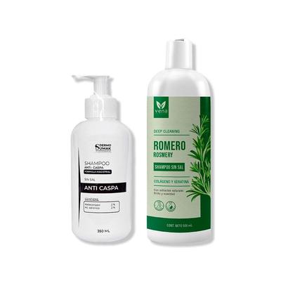 DERMO SUMAK SHAMPOO ANTICASPA SIN SAL 350ML + SHAMPOO ROMERO VENA 500ML