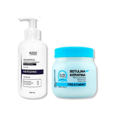 DERMO SUMAK SHAMPOO SIN SAL KETOZINC 350ML + RESTRUCTURANTE CAPILAR BOTOX 680ML