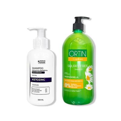 DERMO SUMAK SHAMPOO SIN SAL KETOZINC 350ML + SHAMPOO ORTIN MANZANILLA 1LT
