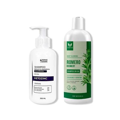 DERMO SUMAK SHAMPOO SIN SAL KETOZINC 350ML + SHAMPOO ROMERO VENA 500ML